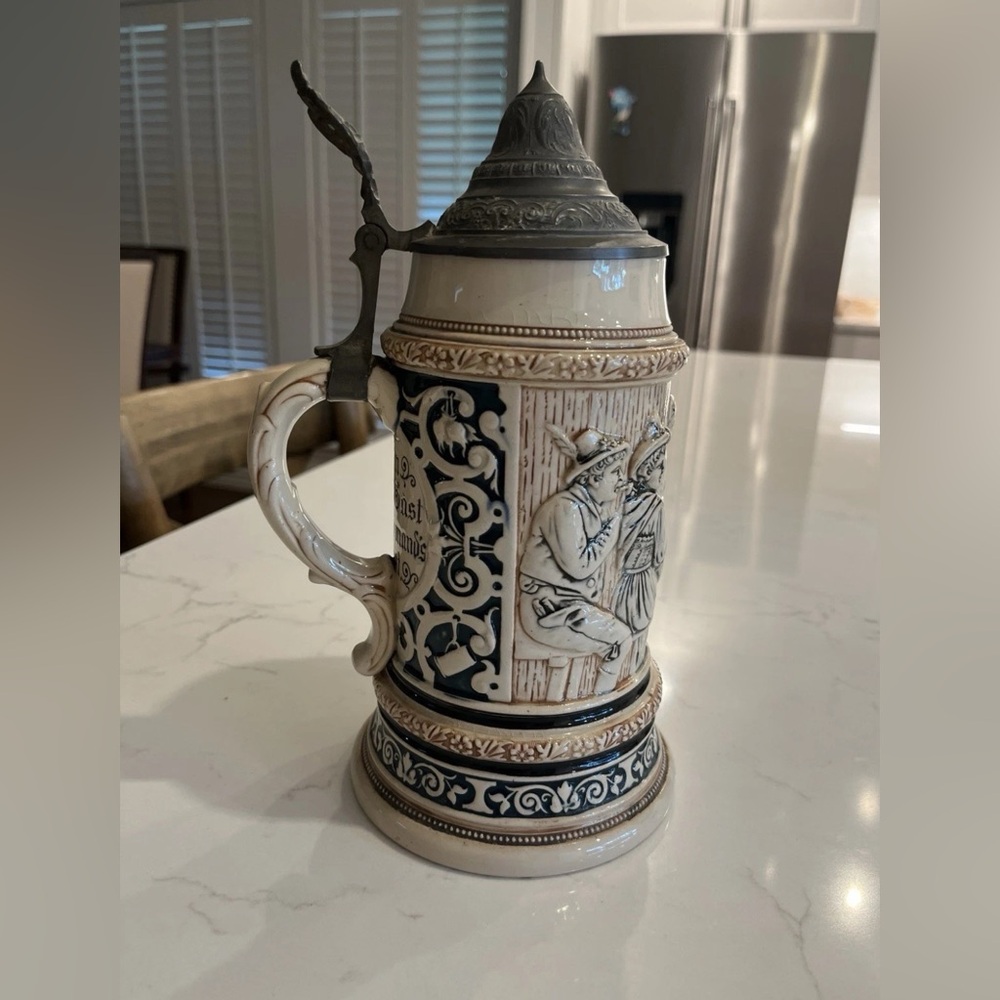 Vintage 1908 Reinhold Hanke Antique German Beer Stein 0.5 Liter